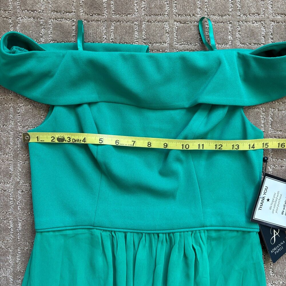 Adrianna Papell Off The Shoulder Maxi Dress Womens 4 Kelly Green Bridesmaid Long - Picture 6 of 9